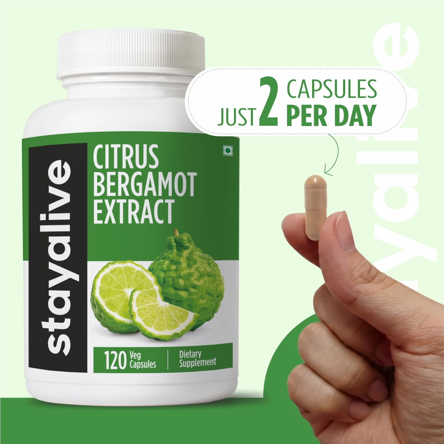 STAY ALIVE Citrus Bergamot Capsules 1000mg, 30:1 Super Extract with 50% Polyphenolic Flavanones, 120 Pills, Citrus Bioflavonoids Supplements for Women & Men | Non-GMO, Gluten-Free STAY ALIVE uk supplements