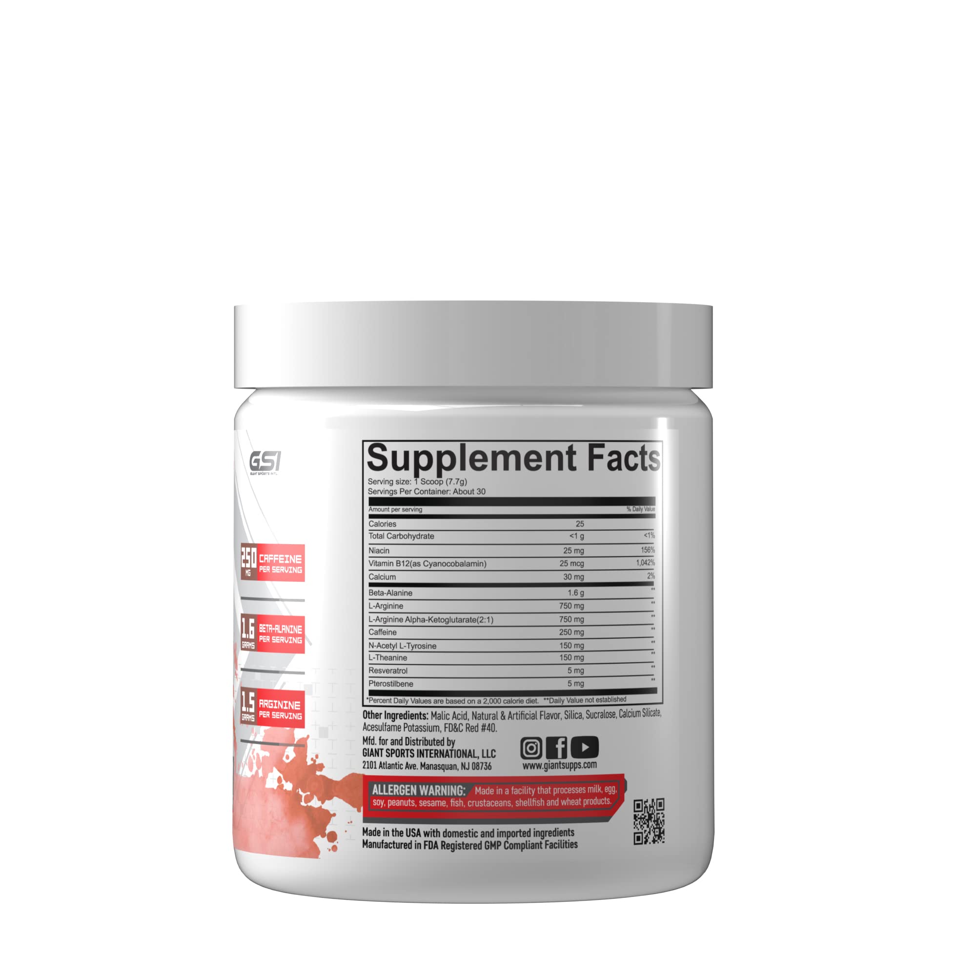 Giant Performance Edge Rush - Preworkout Powder (Fruit Punch) Giant Performance uk supplements