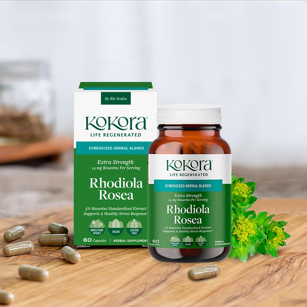 kokora Extra Strength Rhodiola Rosea – Stress Relief, Endurance & Promotes Mental & Physical Performance* - with Siberian Rhodiola, Rosavins, Organic Holy Basil - Vegan, Non-GMO - 60 Capsules kokora uk supplements