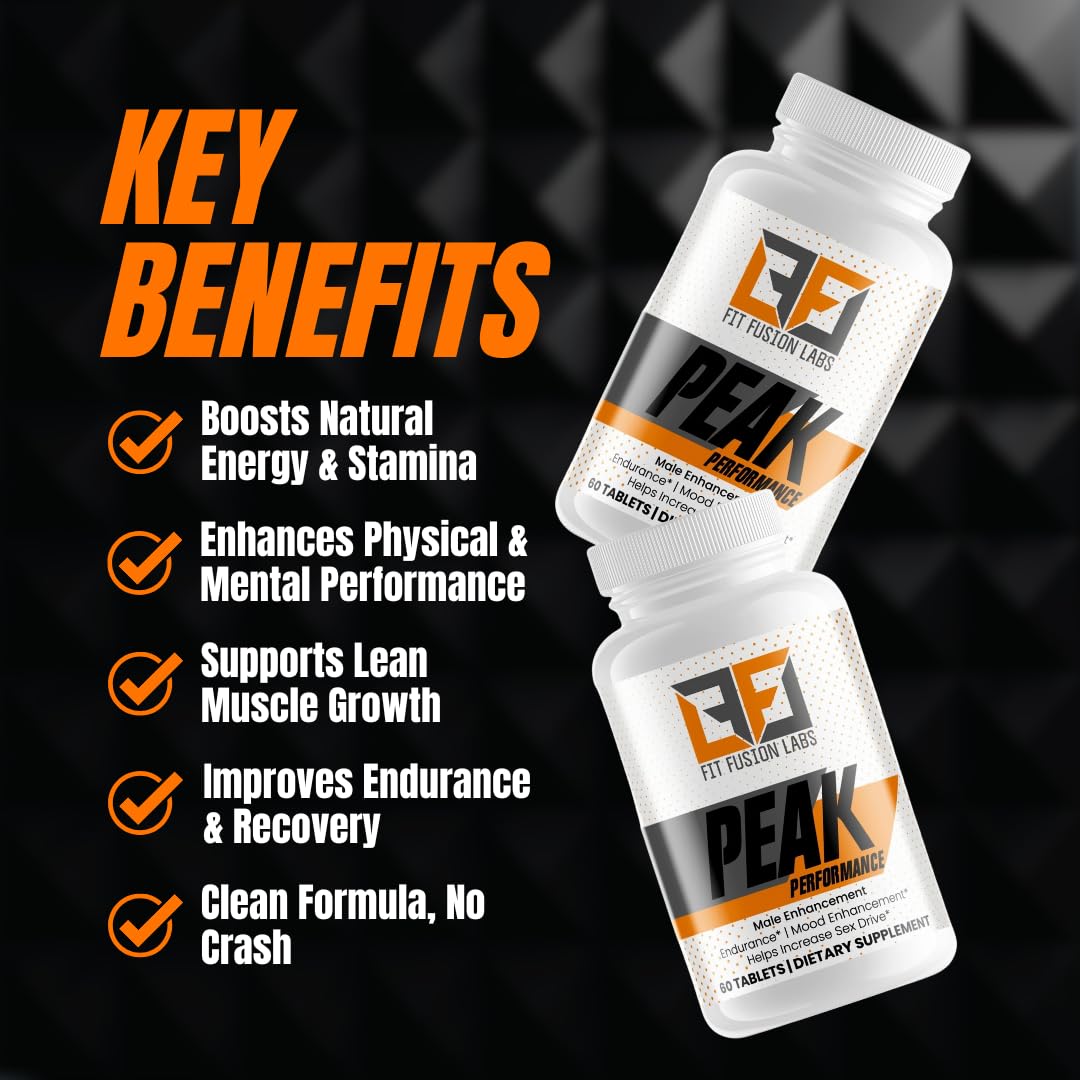 Fit Fusion Labs Peak Performance Natural Male Enhancement & Energy Booster – Tongkat Ali, Maca, Zinc & Ginseng – Supports Stamina, Strength & Recovery – 60 Tablets Fit Fusion Labs uk supplements
