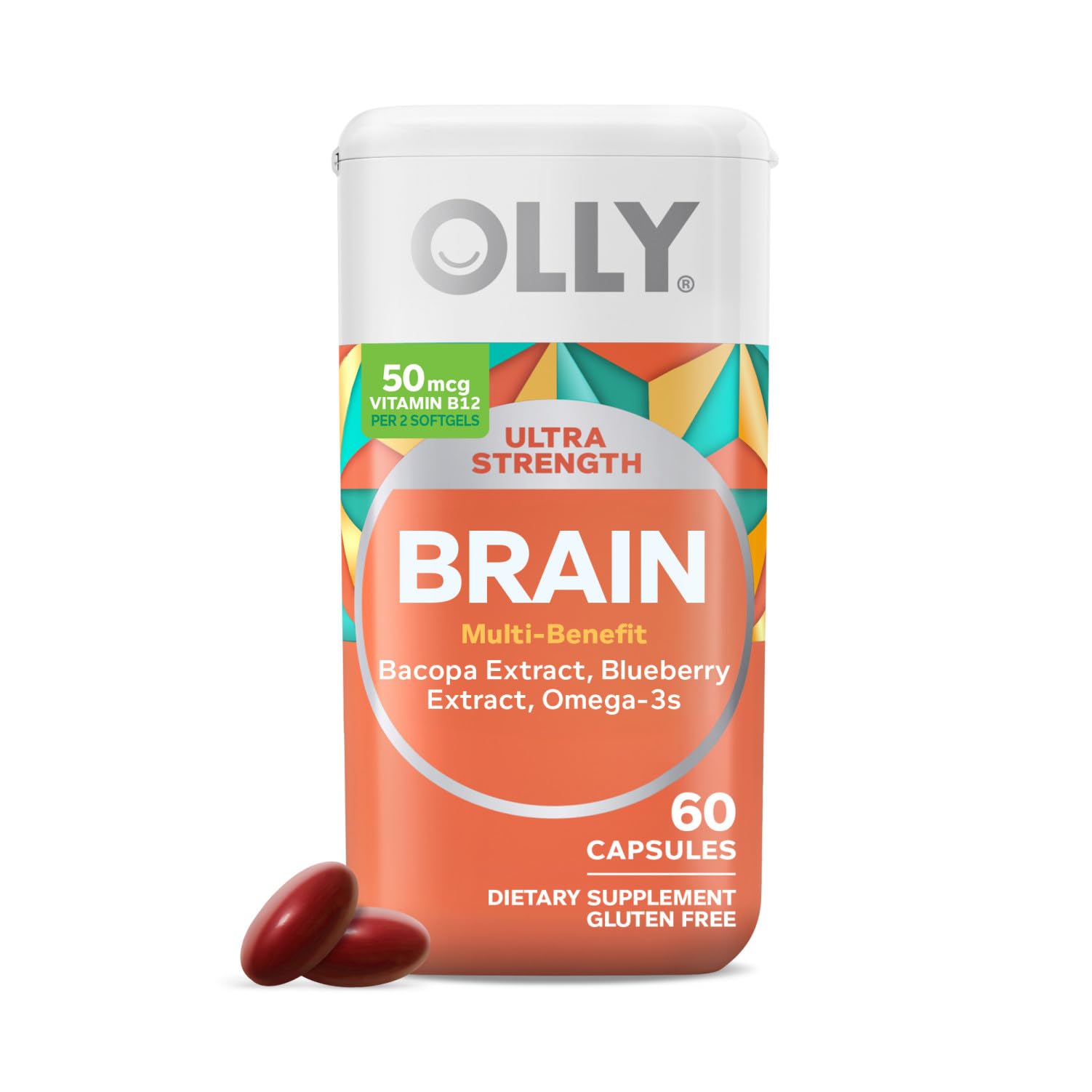 OLLY Ultra Strength Brain Softgels, Nootropic, Supports Healthy Brain Function, Memory, Focus and Concentration, Omega-3s, Vitamins B6 and B12, 30 Day Supply - 60 Count OLLY uk supplements
