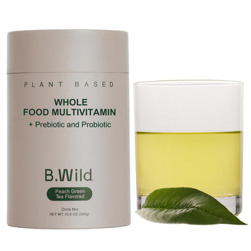 B.WILD Plant-Based Multivitamin Superfood Drink Mix – Refreshing Peach Green Tea with Vitamins, Minerals, Prebiotics & Probiotics for Gut Health & Daily Wellness – 30 Servings – Vegan, Gluten-Free B.WILD uk supplements