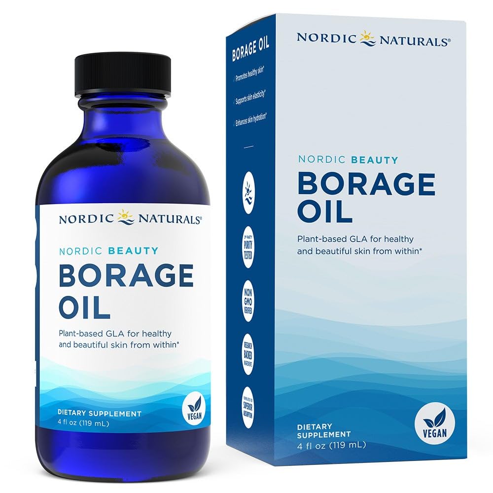 Nordic Naturals Nordic Beauty Borage Oil, Unflavored - 4 Ounces - Borage Seed Oil, Unique Omega-6 for Healthy and Hydrated Skin, 480 Milligrams of GLA - Non-GMO - Vegan, 48 Servings Nordic Naturals uk supplements