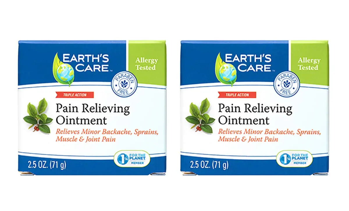 Earth's Care Triple Action Pain Relieving Ointment, No Parabens, Colors or Fragrances, Allergy-Tested 2.5 OZ. (2 Jars) Earth's Care uk supplements