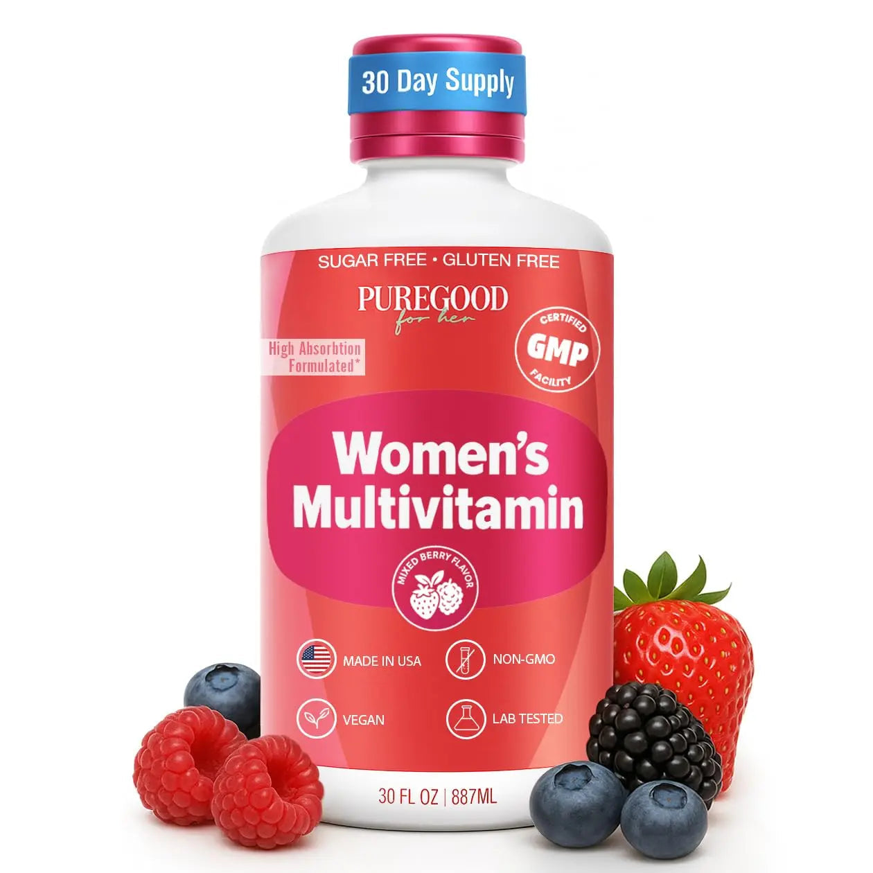 PureGood Women’s Liquid Multivitamin | 70+ Nutrients, Superfoods & Omegas | High Absorption Daily Supplement | PureGood uk supplements