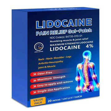 KIbabyDI Professional Lidocaine Pain Relief Patches - 20 Count | 4% Medicated Gel Patches for Targeted Joint & Muscle Comfort | Long-Lasting 12-Hour Relief, Ultra-Flexible Design -lb265 KIbabyDI uk supplements