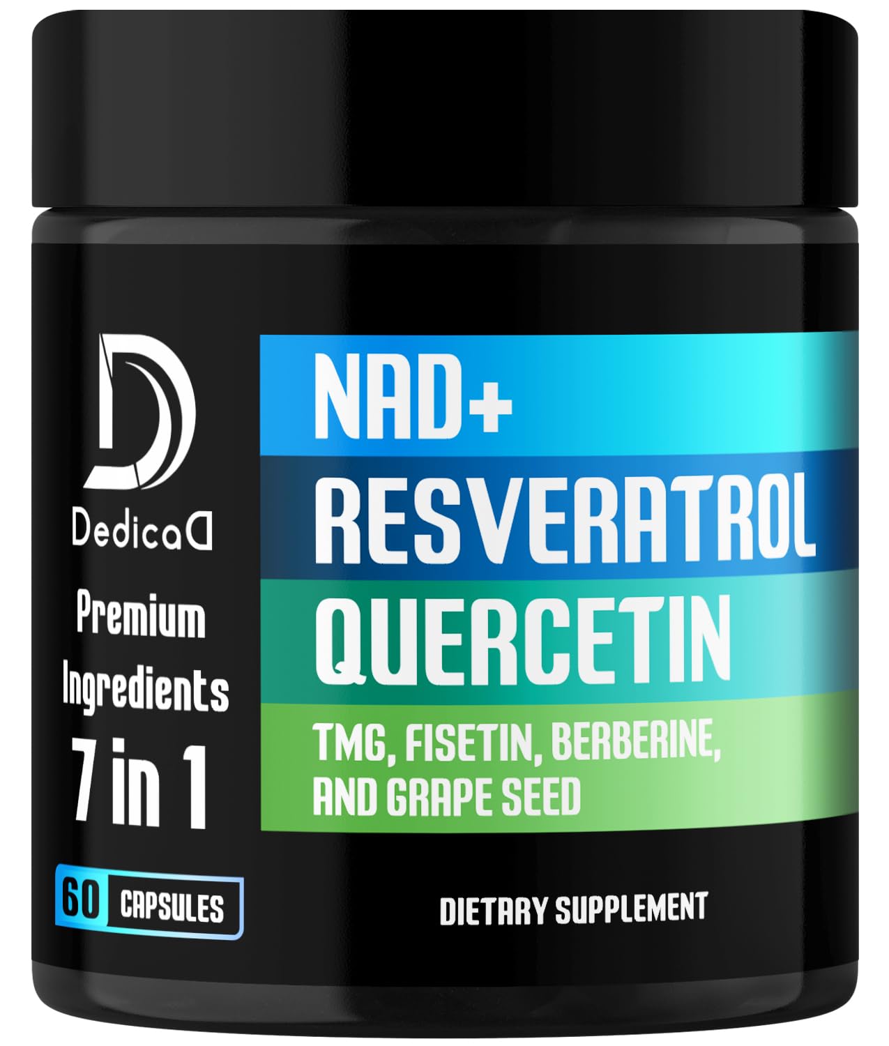 DEDICAD NAD.+ Supplement - Combined to Resveratrol, Quercetin, Berberine, Fisetin, TMG and Grape Seed - 60 Capsules DEDICAD uk supplements