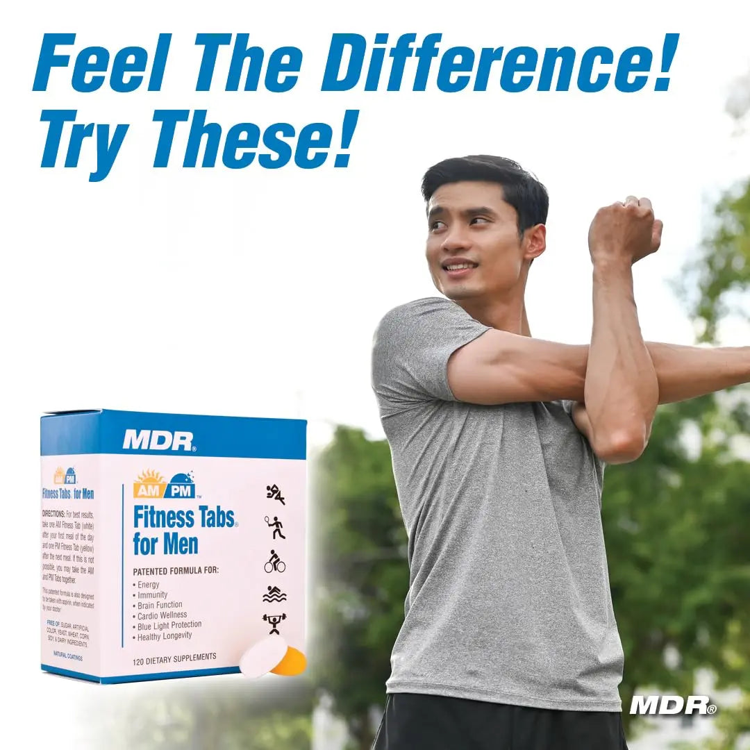 MDR Fitness Tabs Patented AM/PM Multivitamin for Men Doctor Formulated with Right Nutrients at The Right Time - Gluten Free - 2 Month Supply MDR uk supplements