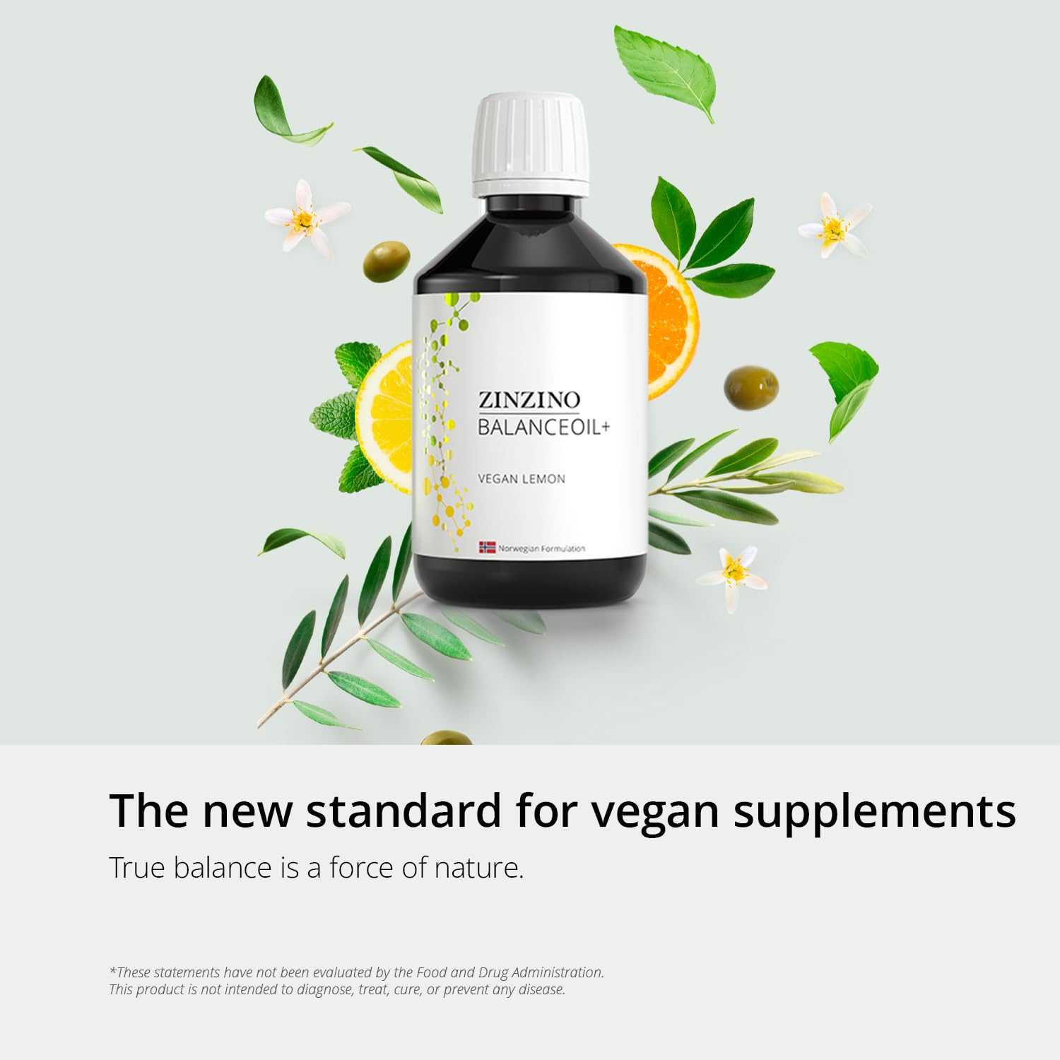 Zinzino - BalanceOil+ Vegan Lemon, Synergistic Blend with Marine Micro-Algae, Olive Oil, Ahiflower Seed Oil, Vegan Vitamin D3-300 ml ZINZINO uk supplements