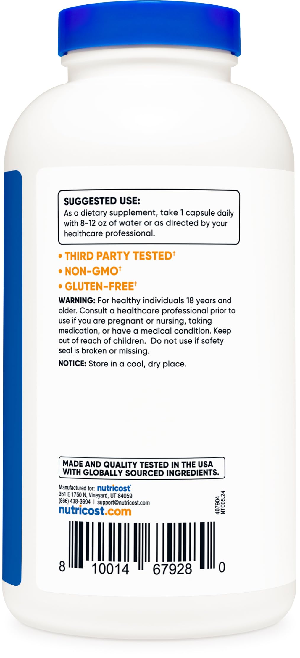 Nutricost L-Arginine 500mg, 300 Capsules - Gluten Free and Non-GMO Nutricost uk supplements