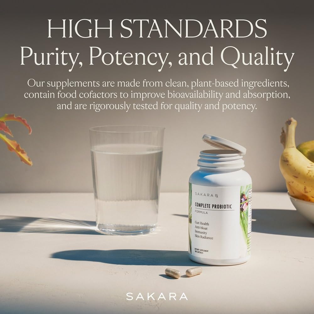 SAKARA Complete Probiotic - Prebiotics and Probiotics for Women Digestive Health Supplements, Supports Bloating, Immune System & Skin Radiance, Gut Health for Women with 3 Billion CFU's - 180 Capsules SAKARA uk supplements