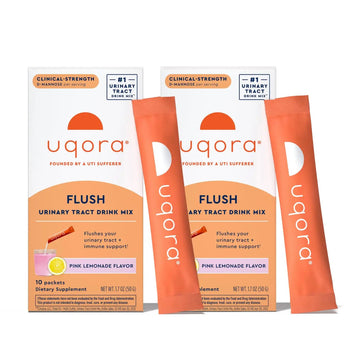 Uqora Flush - Urinary Tract* with D-Mannose, Vitamin C, Vitamin B6, Potassium, Magnesium & Calcium - Gluten-Free & Vegan - Pink Lemonade Flavor - 20 Packets (2 Pack) Uqora uk supplements