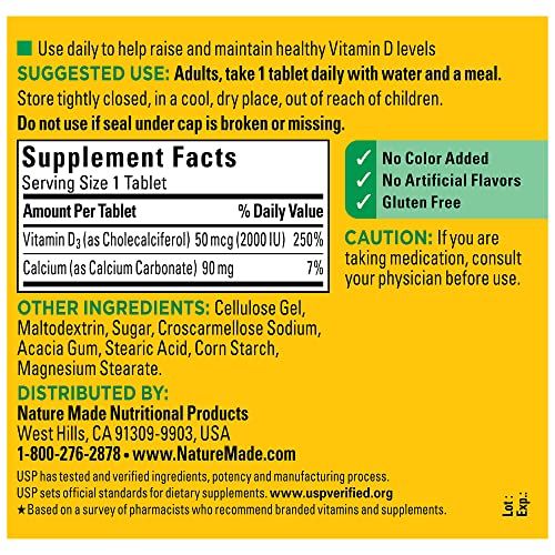Nature Made Vitamin D3 2000 IU (50 mcg), Dietary Supplement for Bone, Teeth Nature Made uk supplements