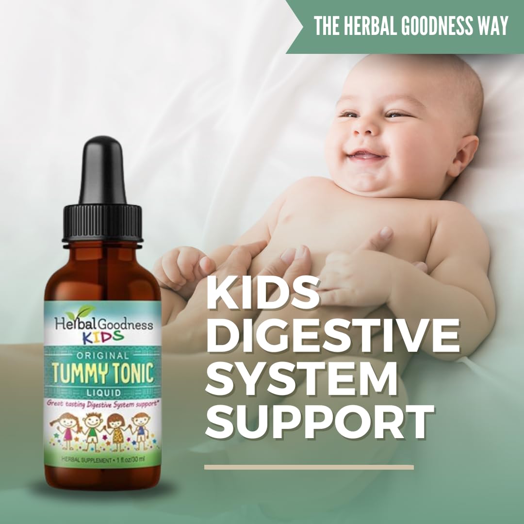 Kids Tummy Support Tonic Liquid Extract, Tasty Digestive System Support Supplement for Kids -1oz - Herbal Goodness Herbal Goodness uk supplements