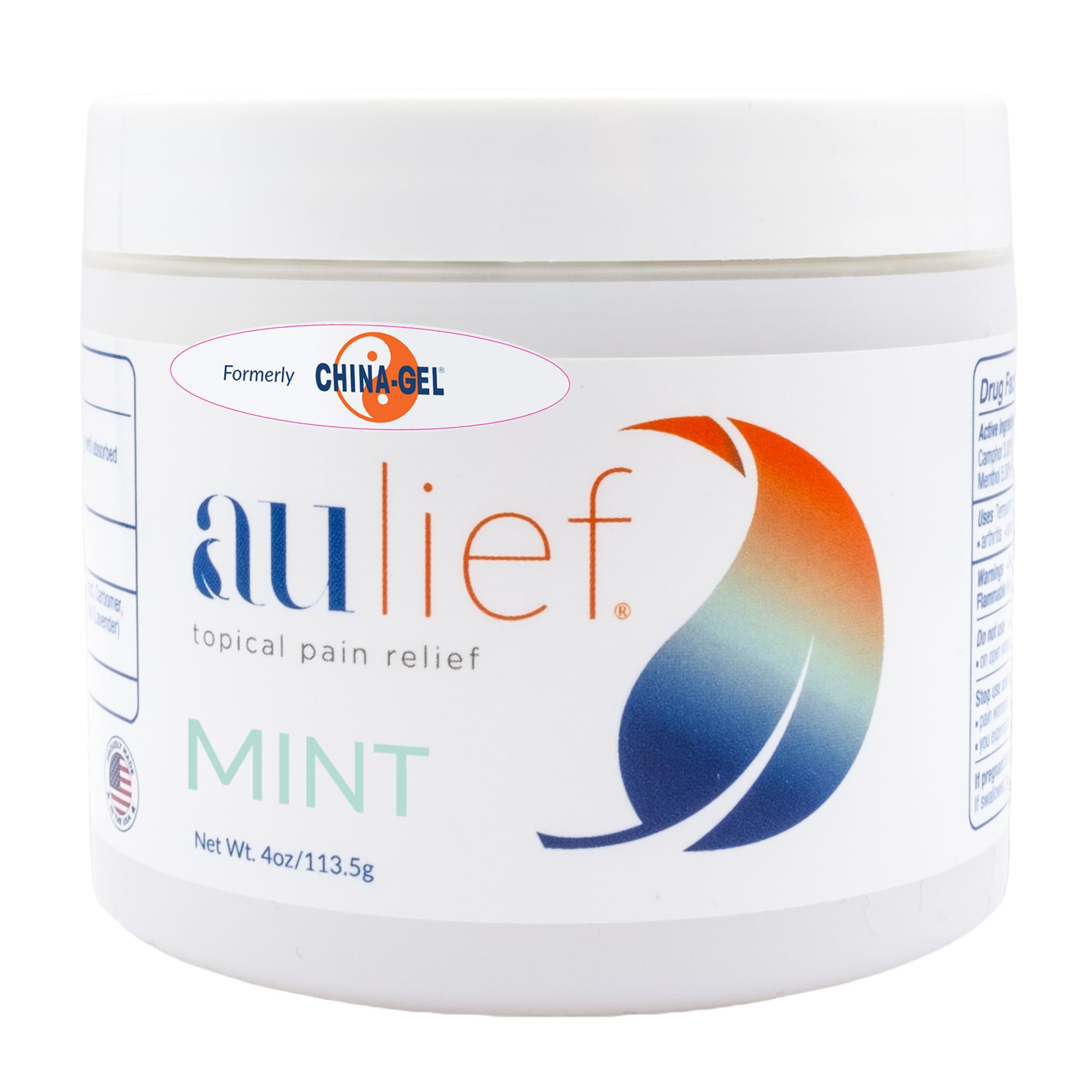 China-Gel Aulief Pain Relief Cream Arthritis & Muscle Rub for Sore Muscles & Joint Pain, Neck, Knee & Back Aches, Premium Mint Green Topical Gel, 4 oz Jar China-Gel uk supplements