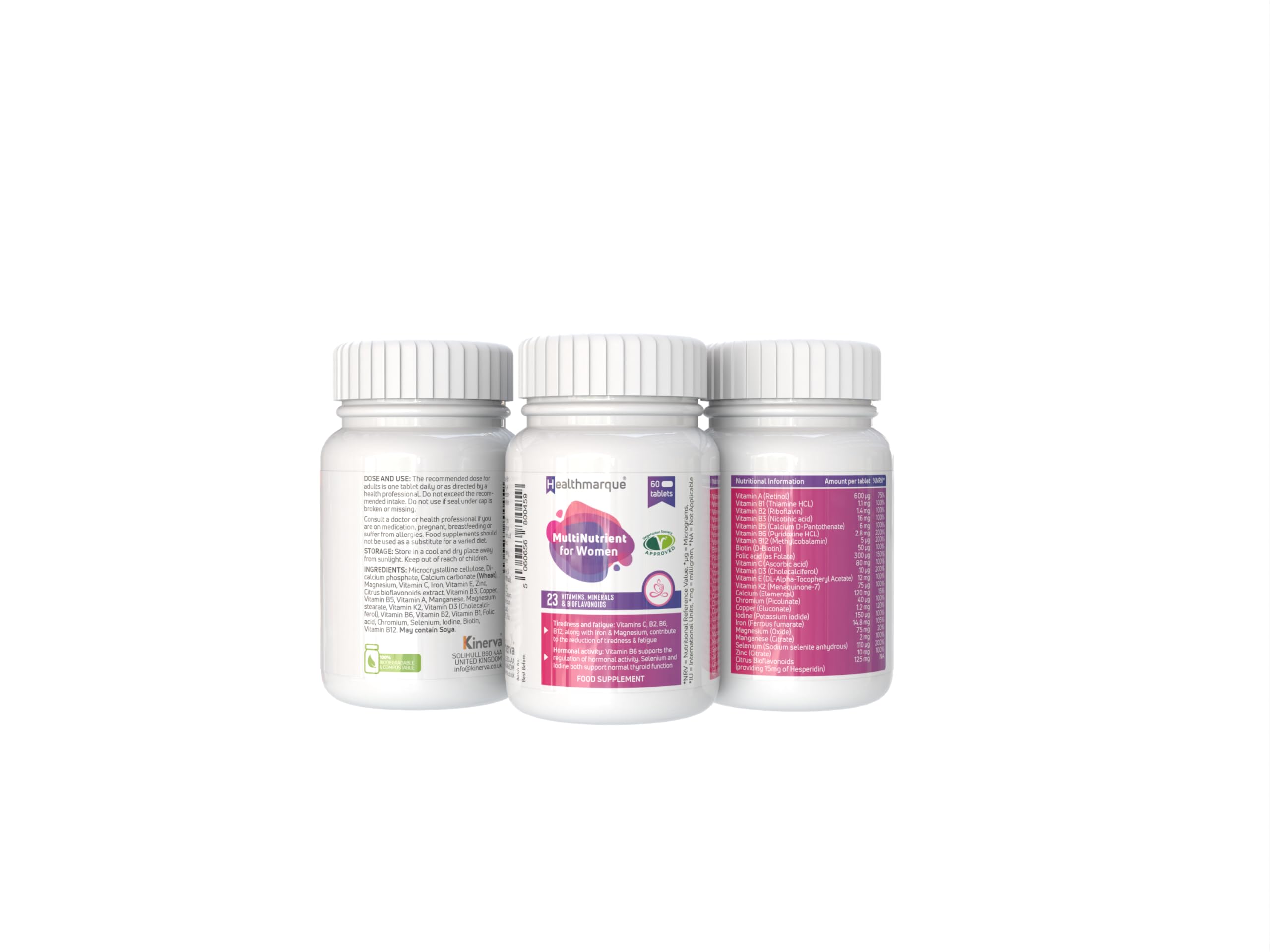 Premium Daily Multivitamin Tablets for Women - 23 Essential Vitamins, Minerals & Bioflavonoids Healthmarque uk supplements