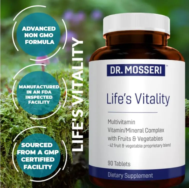 DR. MOSSERI Life's Vitality Vegan Multivitamin for Men & Women – Non-GMO Formula with 42 Fruits and Vegetables, Daily Multivitamin and Mineral Complex DR. MOSSERI uk supplements