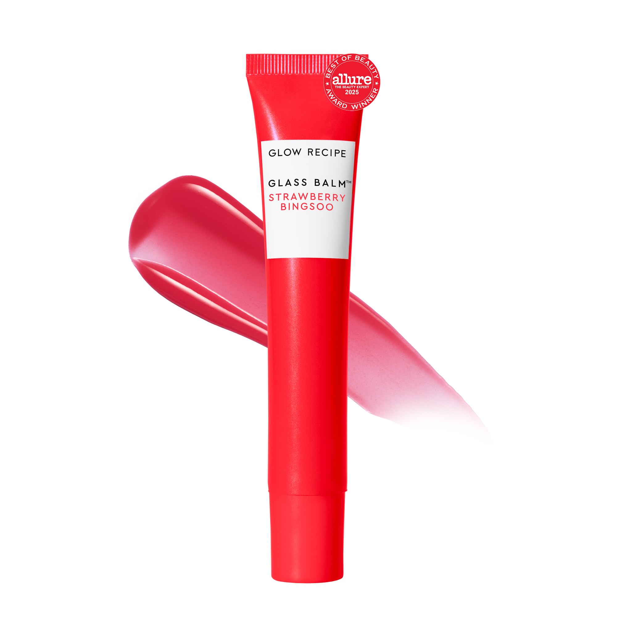 Glow Recipe Glass Balm Lip Treatment - 12Hr Hydrating Lip Balm & Moisturizer with Hyaluronic Acid to Smooth, Plump & Protect from Dryness - Sheer Pinky Red Tint, Strawberry Bingsoo (15 ml) Glow Recipe uk supplements