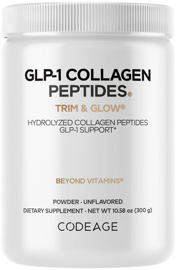 Codeage GLP-1 Collagen Powder Supplement - Nextida GC Collagen Peptides - GLP 1 Support - Hydrolyzed, Grass-Fed, Type I & III, Unflavored - Non-GMO, Gluten-Free, Dairy-Free - 10.58 Oz Codeage uk supplements