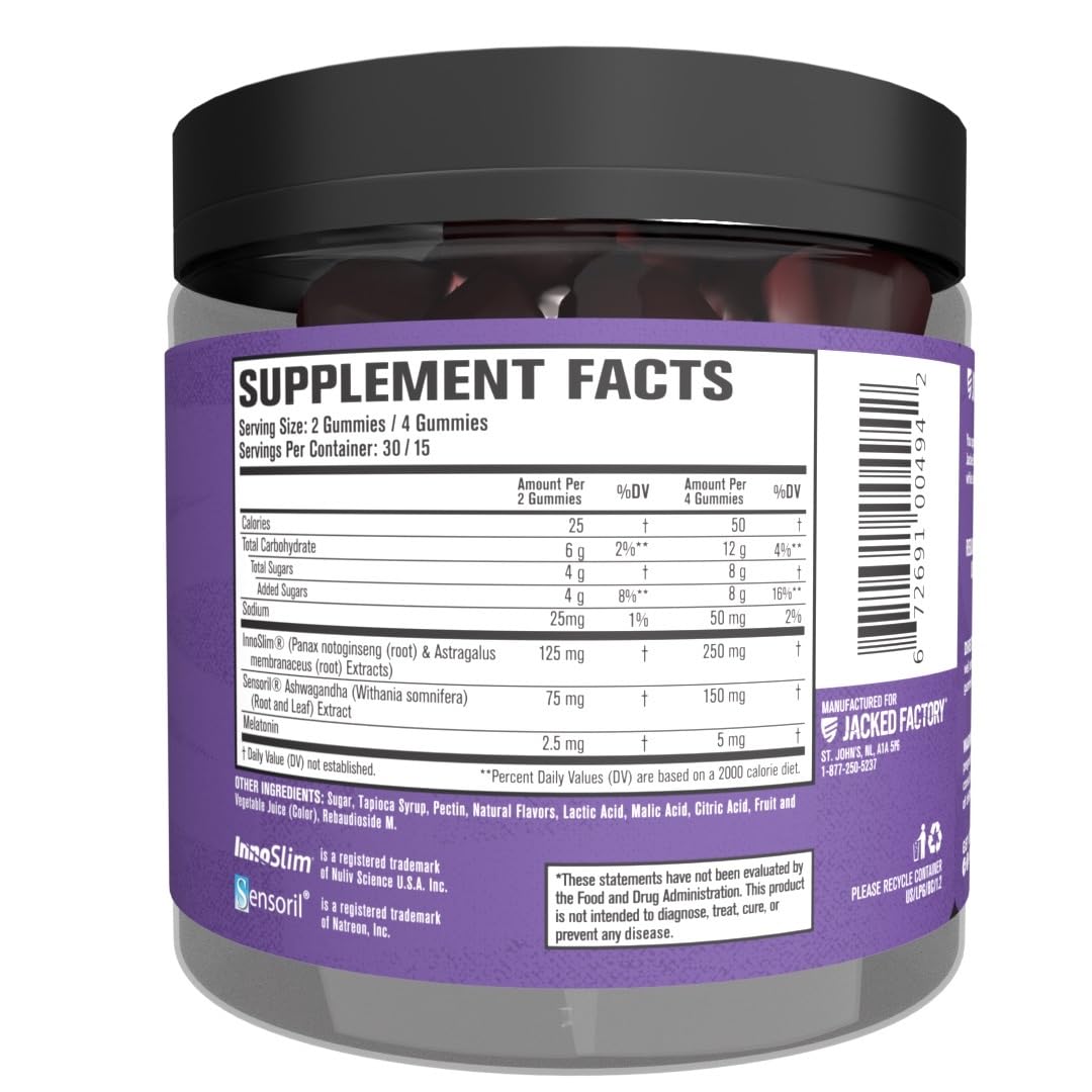 Jacked Factory Lean PM Weight Loss Gummies - Night Time Fat Burner & Appetite Suppressant Sleep Supplement with Melatonin & Ashwagandha Jacked Factory uk supplements