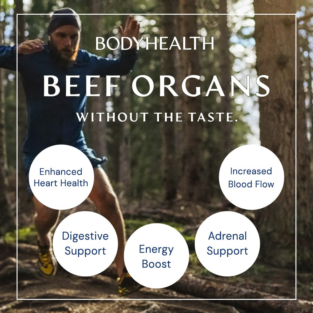 BodyHealth Organ+ Grass-Fed Glandular Organ Complex, Grassfed Beef Organ Supplement, Dessicated Beef Liver, Heart, Kidney, Pancreas, Spleen, Non GMO, Adrenal, Supplement, (150 Capsules) BodyHealth uk supplements