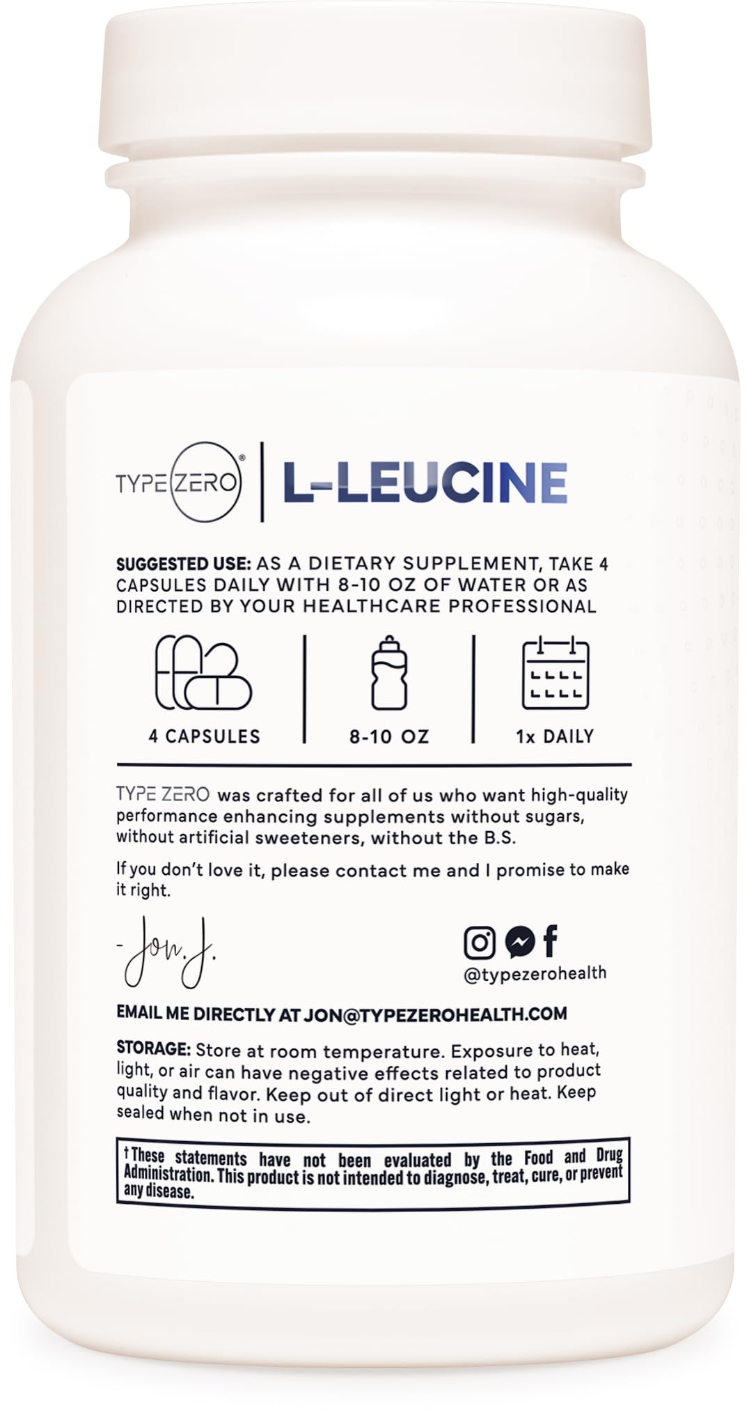 Type Zero L-Leucine Capsules (2000mg per Serving) 120 Capsules - 30 Servings Type Zero uk supplements