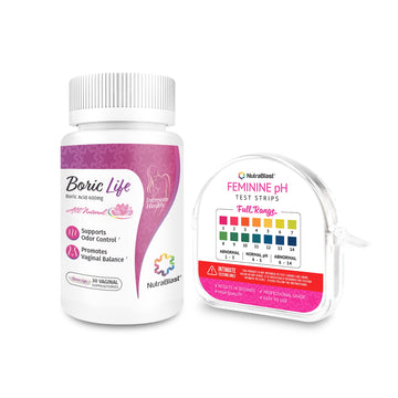 NutraBlast Boric Acid Vaginal Suppositories 600mg (30 Count) & Feminine pH Test Strips 1-14 (100-Tests Roll) NutraBlast uk supplements