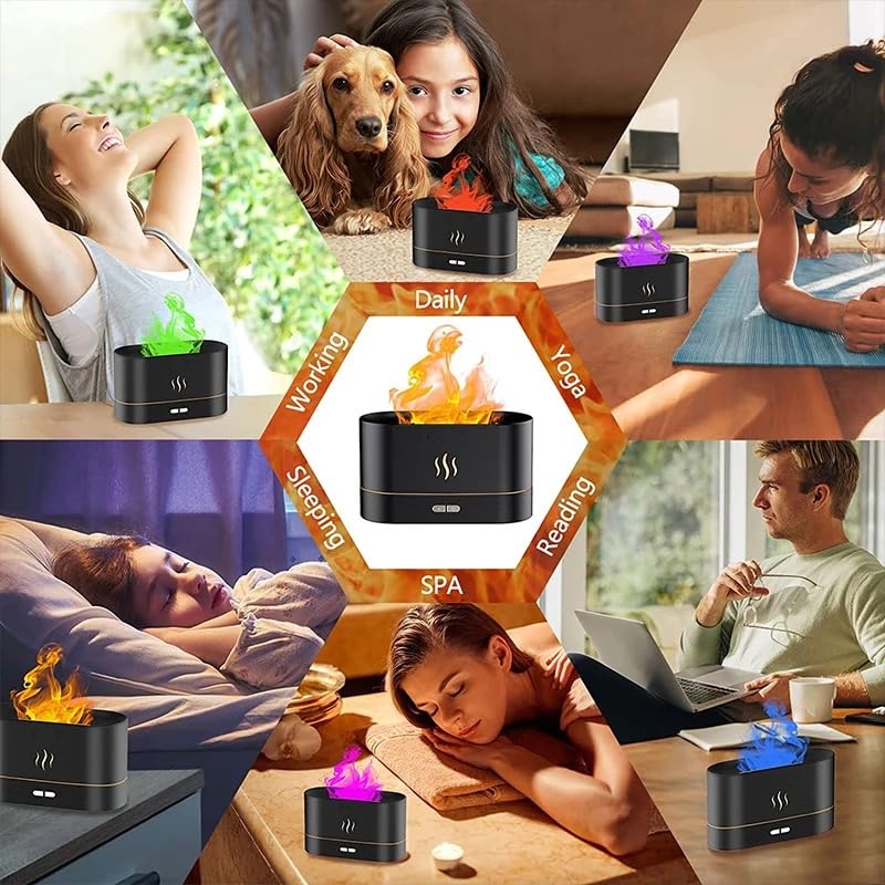 Flame Aroma Diffuser Humidifier 180ml, Oil Essential 2 Modes Brightness Aroma Humidifier Generic uk supplements