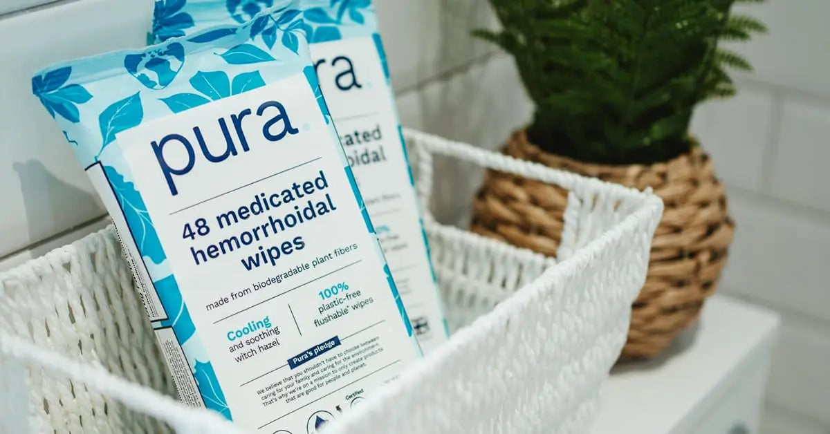 Pura Flushable Hemorrhoid Wipes XL, 48 Count, Medicated with Cooling Witch Hazel, Aloe & Coconut Oil, Fast Relief, Fragrance-Free, 100% Plastic-Free Pura uk supplements