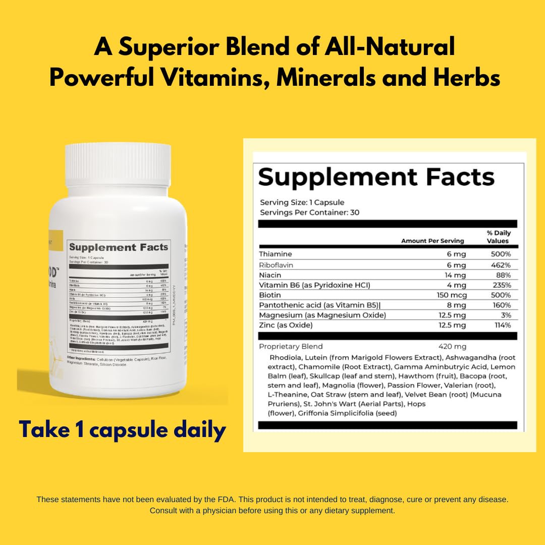 4BETTERMOOD Positivity & Stamina Capsule (30ct) Premium Mood Supplement - Enhance Mood & Promote Emotional Balance - Rhodiola, L-Theanine. Bocopa monnnieri, Velvet Bean, Skull Cap & Ashwaganda. 4BETTERMOOD Positivity & Stamina uk supplements