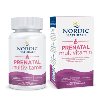 Nordic Naturals Prenatal Multivitamin for Women - Daily Vegetarian Prenatal Vitamins - 22 Essential Nutrients, Including B6, Folate, and Iron - 60 Tablets - 30 Servings Nordic Naturals uk supplements