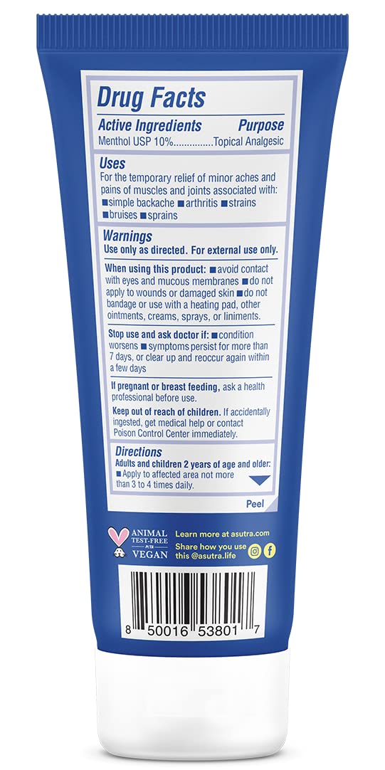 ASUTRA Muscle Pain Relief Cream, Cooling Menthol with Moisturizing Magnesium and Arnica Montana Oil, 3.4 oz ASUTRA uk supplements
