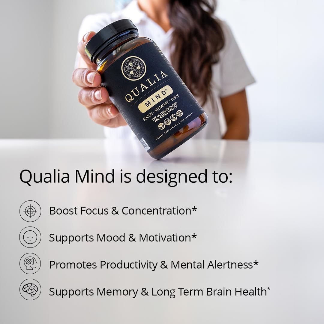 Qualia Mind — Beat Brain Fog | Doctor-Formulated Premium Brain Nourishment | Fuel Focus, Drive & Energy | 32 Ingredients Including Lion’s Mane, Cognizin™️, Ginkgo & More| 2 Week Supply* QUALIA LIFE SCIENCES uk supplements