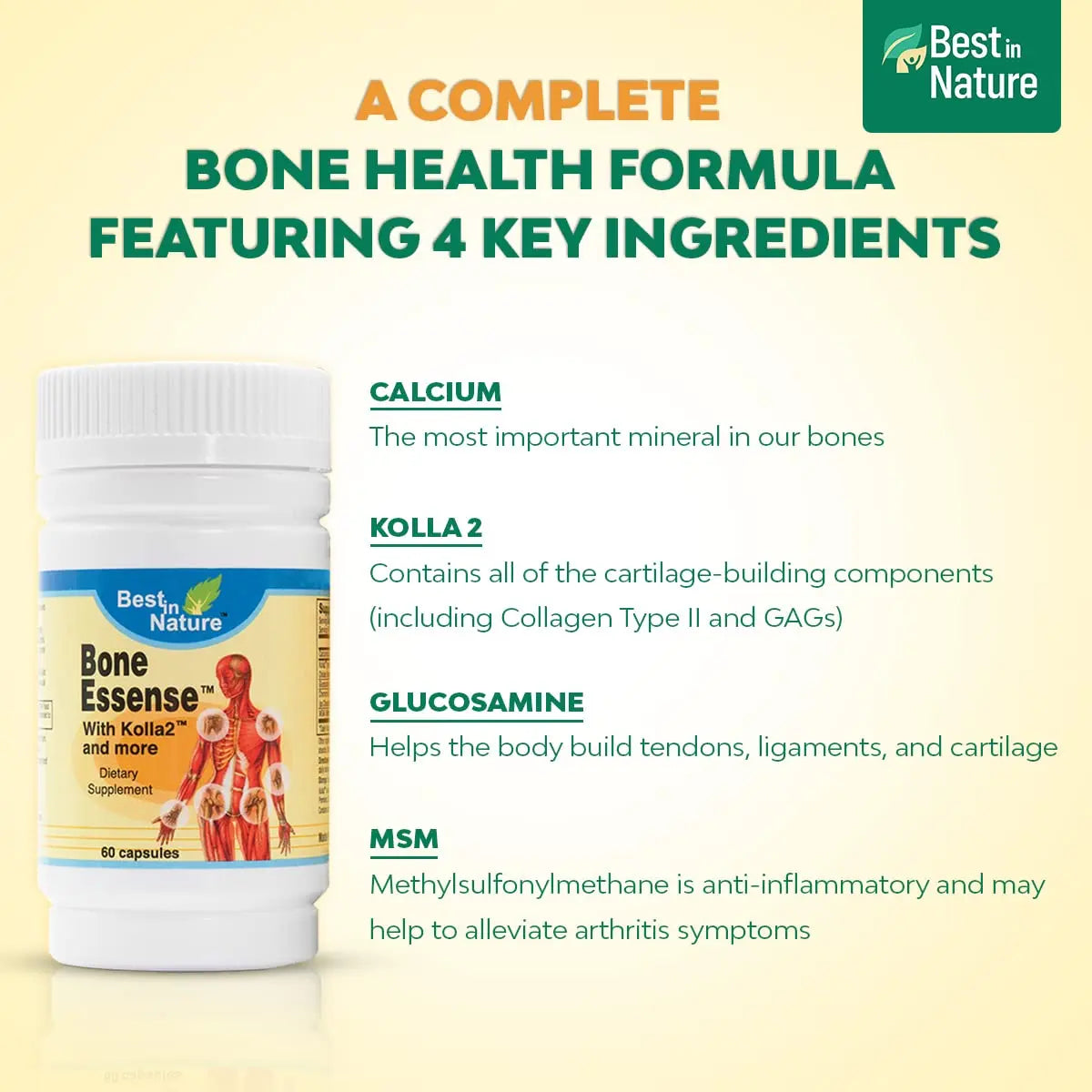 Best in Nature Bone Essense with Kolla2 (Type II Collagen) - Bone and Joint Health Supplement. (60 Count) Best in Nature uk supplements
