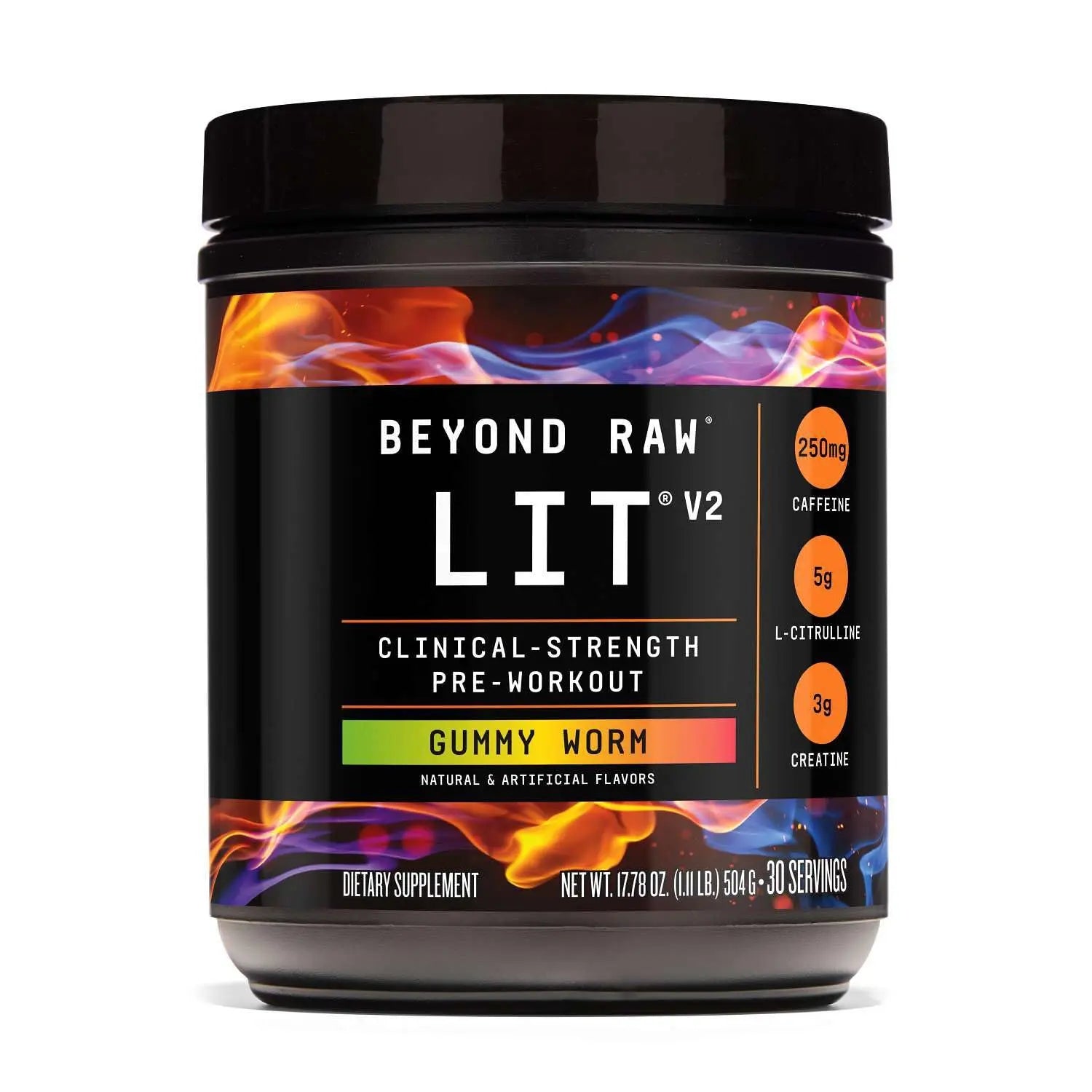 BEYOND RAW LIT V2 Clinical Strength Pre Workout Powder, Hits Harder, Bigger Pumps, Caffeine, L-Citrulline, Creatine, Gummy Worm, 30 Servings BEYOND RAW uk supplements