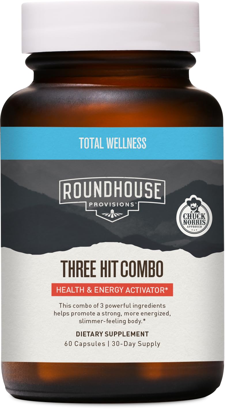 ROUNDHOUSE PROVISION Three Hit Combo by Chuck Norris – Fat Burner, Energy Booster & Wellness Support – 30-Day Supply (60 Capsules) ROUNDHOUSE PROVISION uk supplements