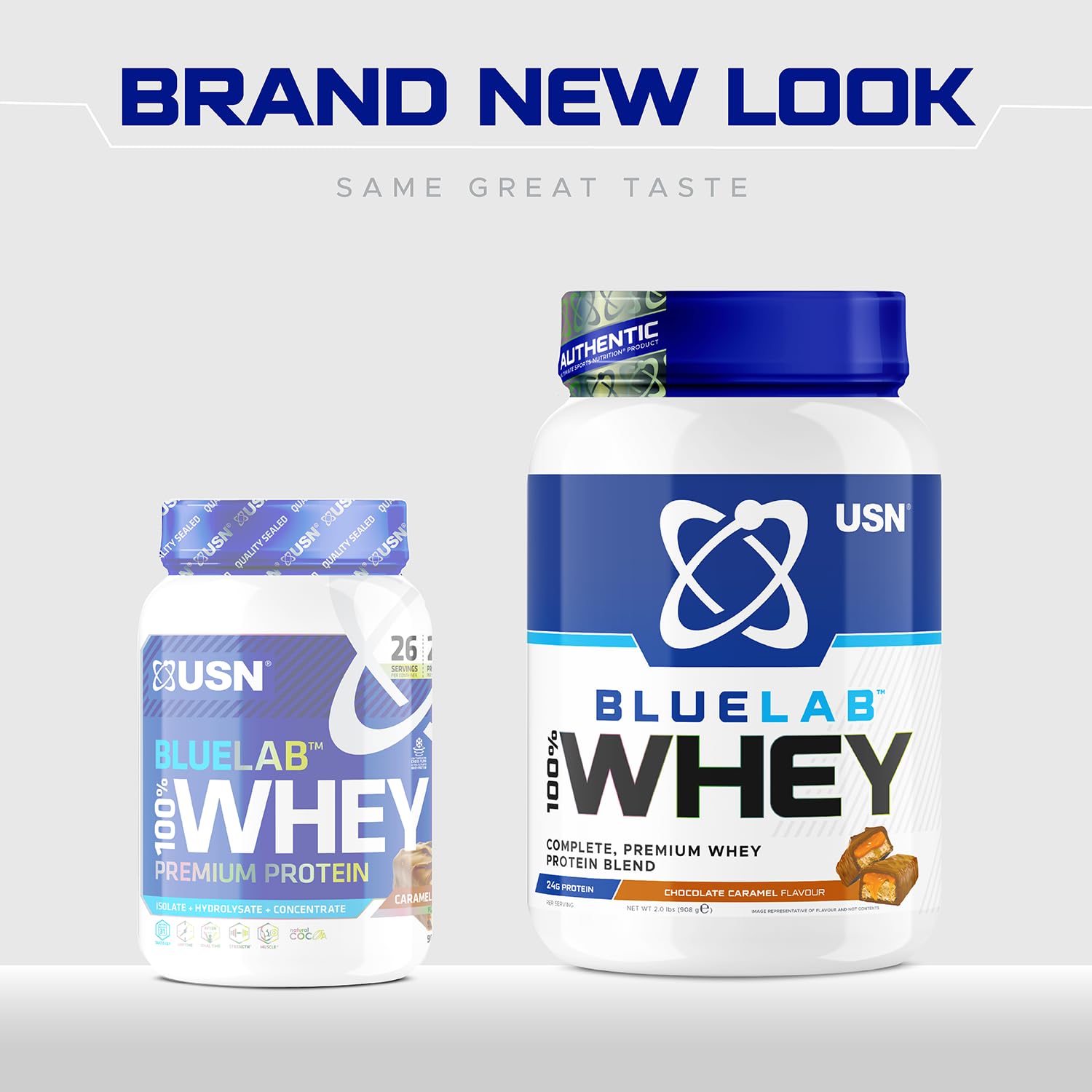 USN Blue Lab Whey Protein Powder: Chocolate Caramel - Whey Protein 908g USN uk supplements