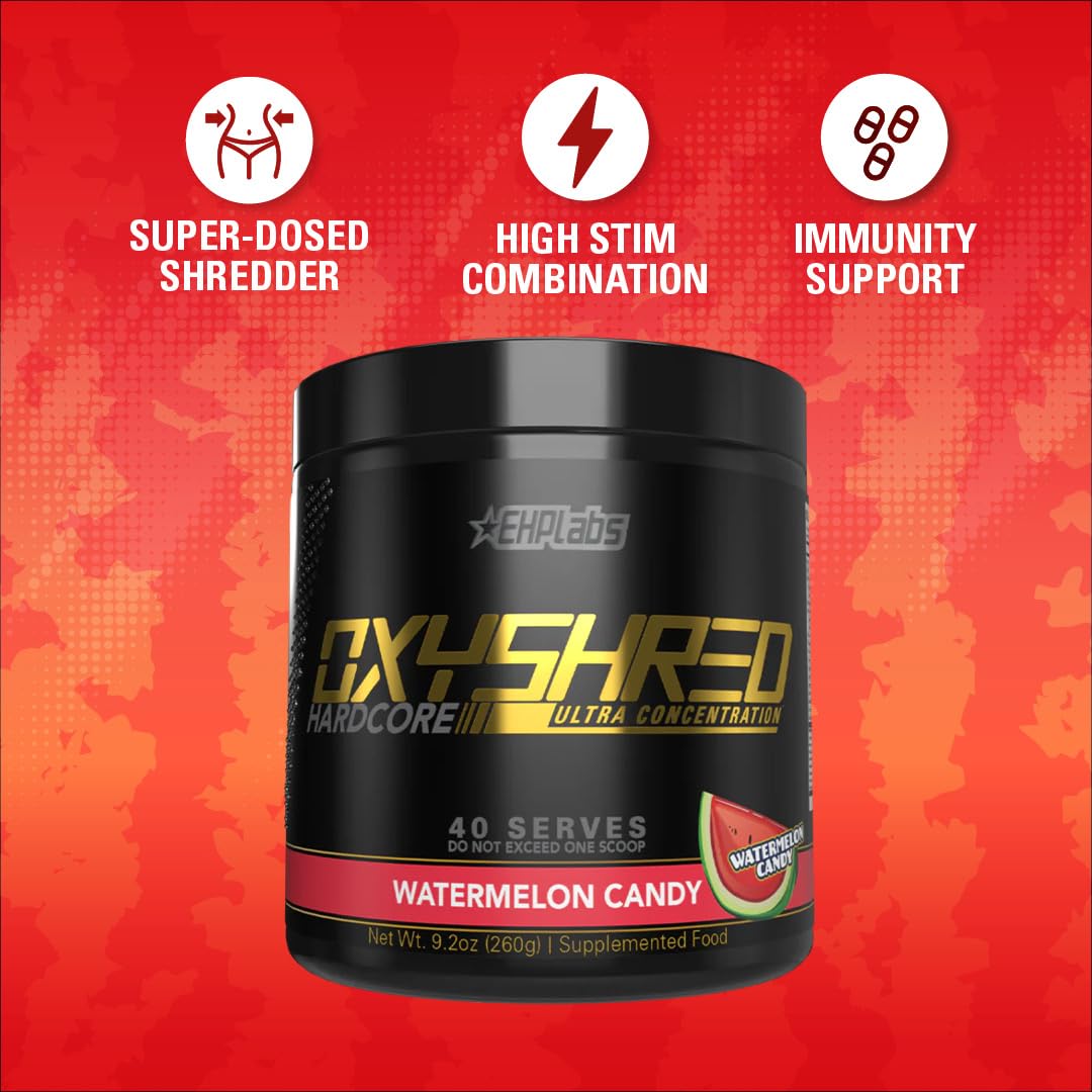 EHP Labs OxyShred Hardcore Super Dosed Pre Workout Powder - Preworkout Powder with L Glutamine & Acetyl L Carnitine, Energy Boost Drink - 275mg of Caffeine EHP Labs uk supplements