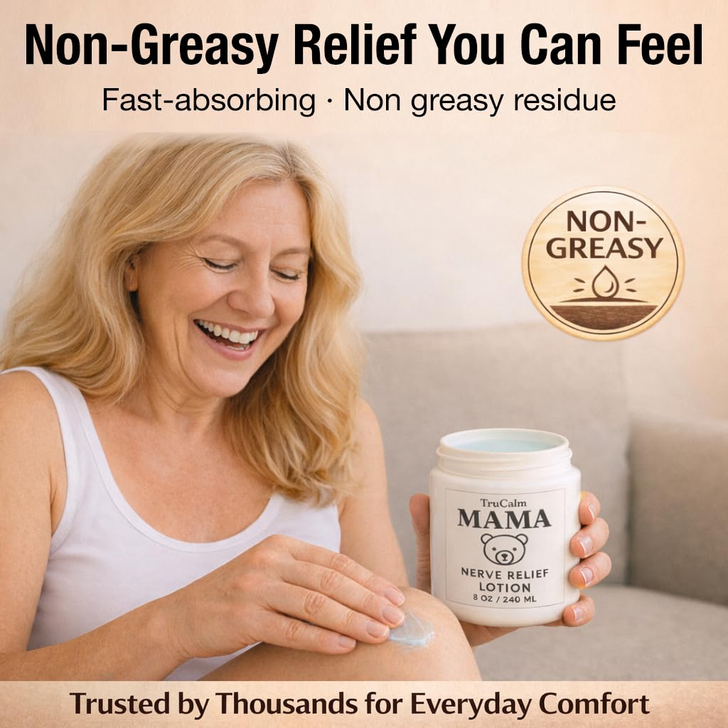 Mama Lotion – Neuropathy Nerve Relief Cream with Magnesium Chloride - Maximum Strength Comfort for Feet, Hands, Legs, Toes - Fast-Absorbing and Non-Greasy Formula for Food and Leg Comfort - 8 Oz TruCalm Mama uk supplements