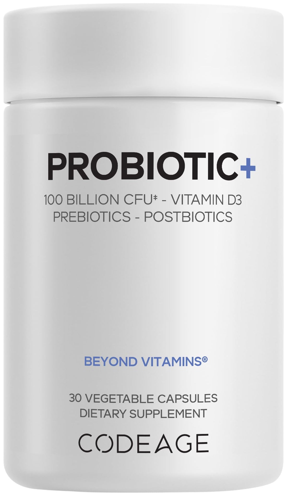 Codeage Probiotic+ 100 Billion CFU Supplement - 12-Strain Probiotic Blend, Organic Prebiotic Fiber, Postbiotics, Vitamin D3, Zinc Bisglycinate, Quercetin - for Men & Women - Non-GMO- 30 Capsules Codeage uk supplements
