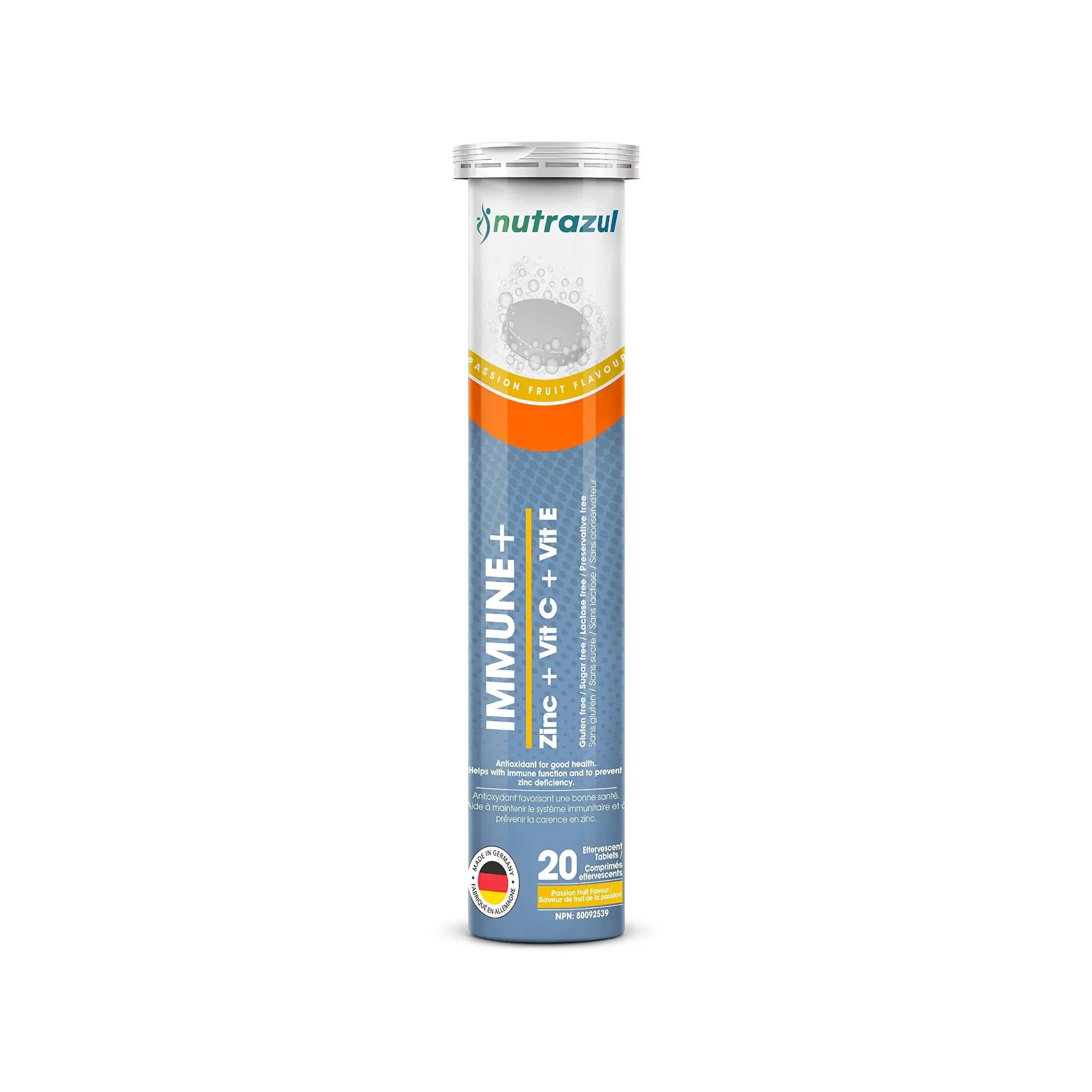 nutrazul Immune+ Effervescent Tablets | Vitamin C and Zinc with Vitamin E | 20 Tablets | Immune Support for Adults & Kids nutrazul uk supplements
