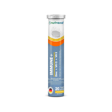 nutrazul Immune+ Effervescent Tablets | Vitamin C and Zinc with Vitamin E | 20 Tablets | Immune Support for Adults & Kids nutrazul uk supplements