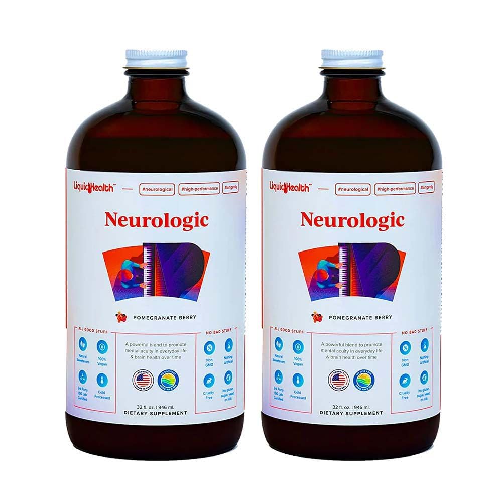LIQUIDHEALTH Neurologic Focus Supplement - Brain Booster Nootropic Supplement for Cognitive Function, Memory & Focus with Ginkgo Biloba, Choline, L-Theanine & Phosphatidylserine - USA Made (2 Pack) LIQUIDHEALTH uk supplements