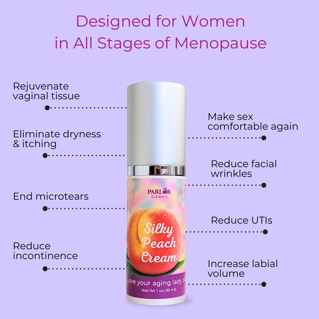 Silky Peach Cream by Parlor Games – Bioidentical Estriol Cream for Women – Menopause Relief for Vaginal Dryness & Vulva Itch – 30ml Bottle (2 Month Supply) Parlor Games uk supplements
