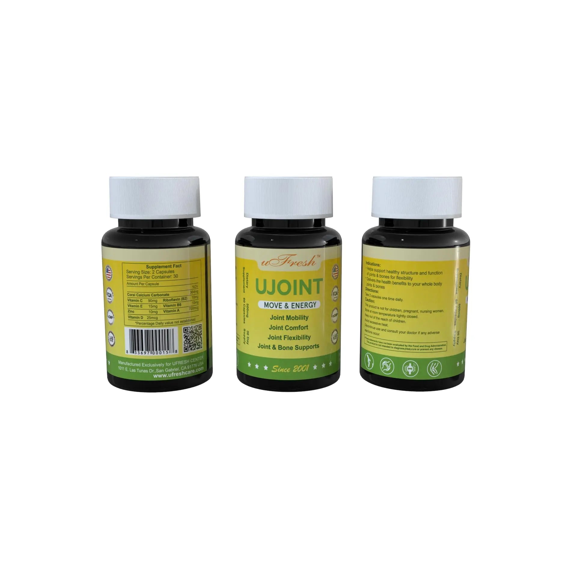 UJoint Move & Energy Joint Flexibility and Mobility Dietary Supplements, 30 Day Supply, 60 Capsules (1) uFresh uk supplements