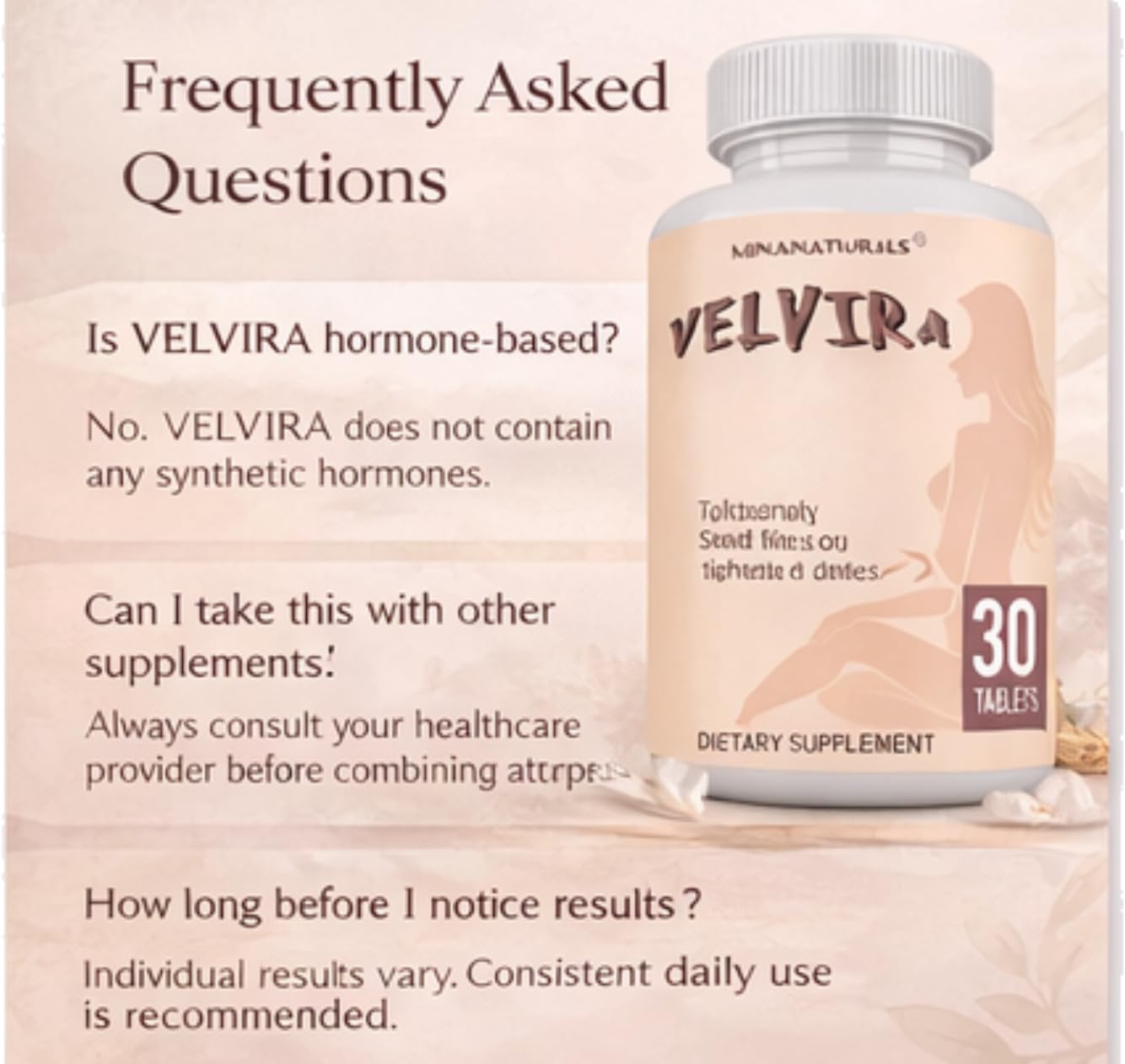 MINANATURALS VELVIRA Feminine Wellness Support Supplement for Women Herbal Rejuvenation Formula with Vitamins, Amino Acids & Collagen 30 Tablets MINANATURALS uk supplements