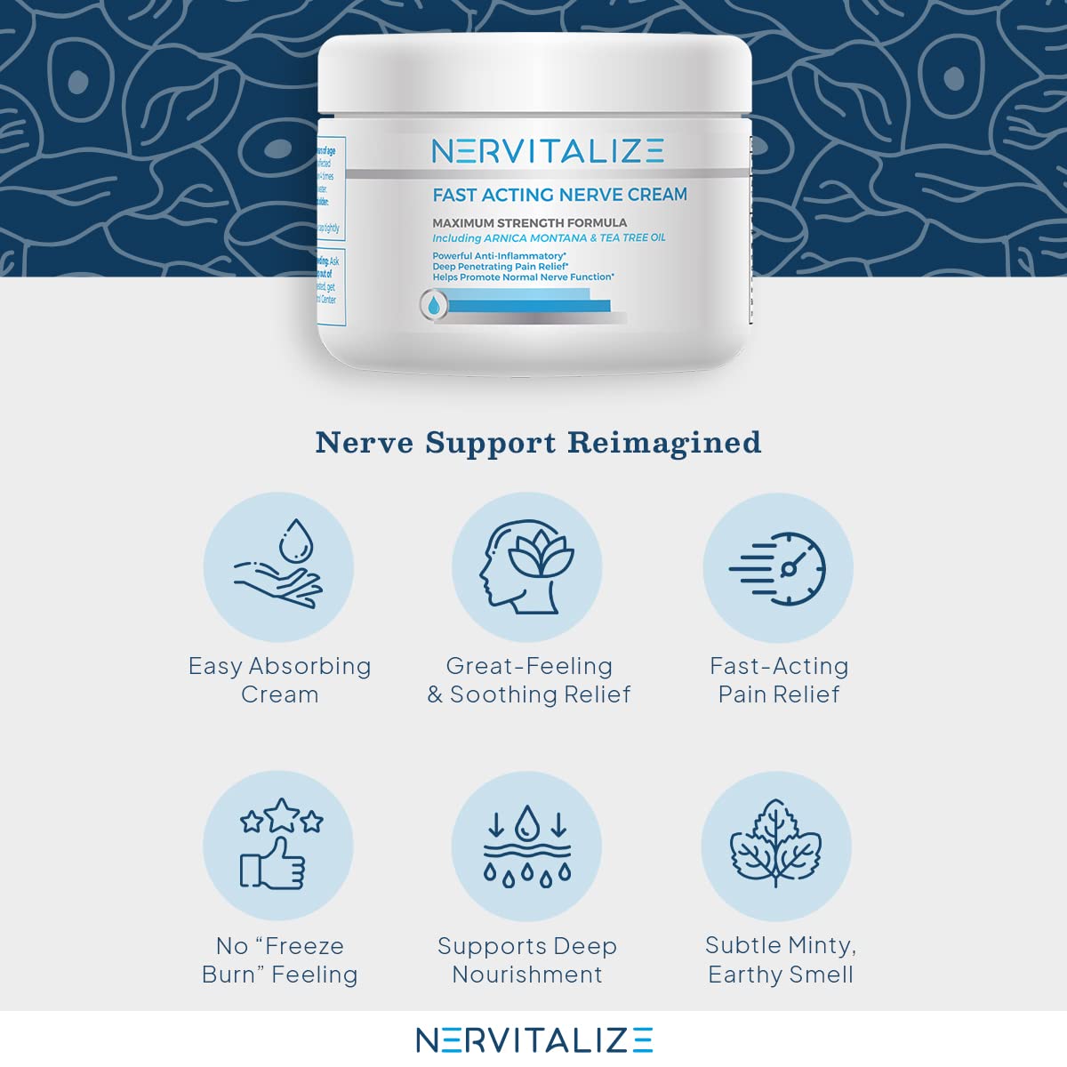 Nervitalize Fast Acting Nerve Pain Relief Cream Maximum Strength Formula - 3 fl oz - Helps Provide Neuro Pain Relief and Deep Nerve Nourishment to Support Normal Nerve Function - Made in The USA Nervitalize uk supplements