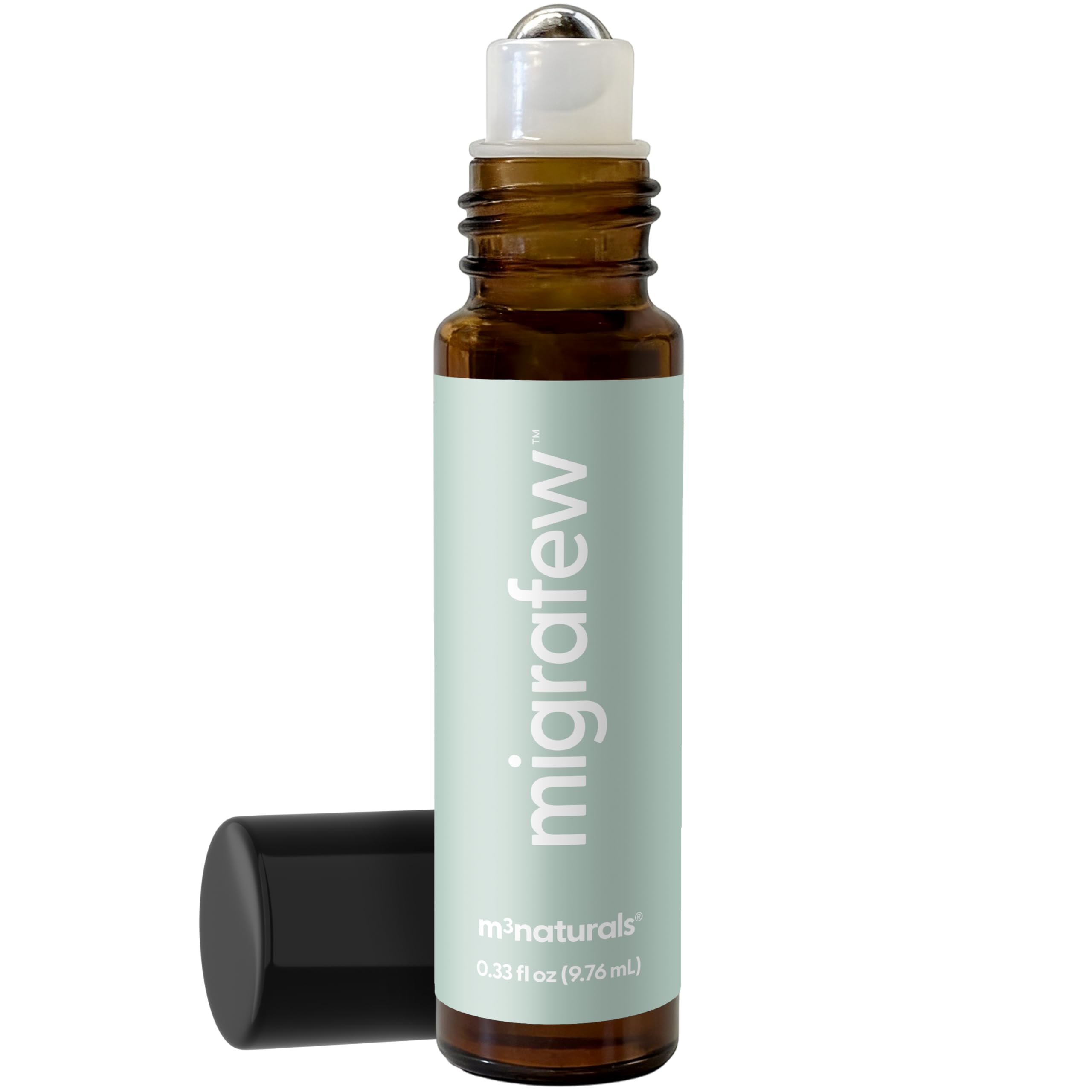 MigraFew Aromatherapy Migraine Roll On | Compact Headache Relief with Cooling Metal Roller for Head Tension and Pressure, Made with Peppermint, Spearmint and Lavender Essential Oils (0.33 FL oz) by M3 M3 Naturals uk supplements