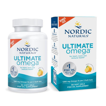 Nordic Naturals Ultimate Omega, Lemon Flavor - 90 Soft Gels - 1280 mg Omega-3 - High-Potency Omega-3 Fish Oil Supplement with EPA & DHA - Promotes Brain & Heart Health - Non-GMO - 45 Servings Nordic Naturals uk supplements