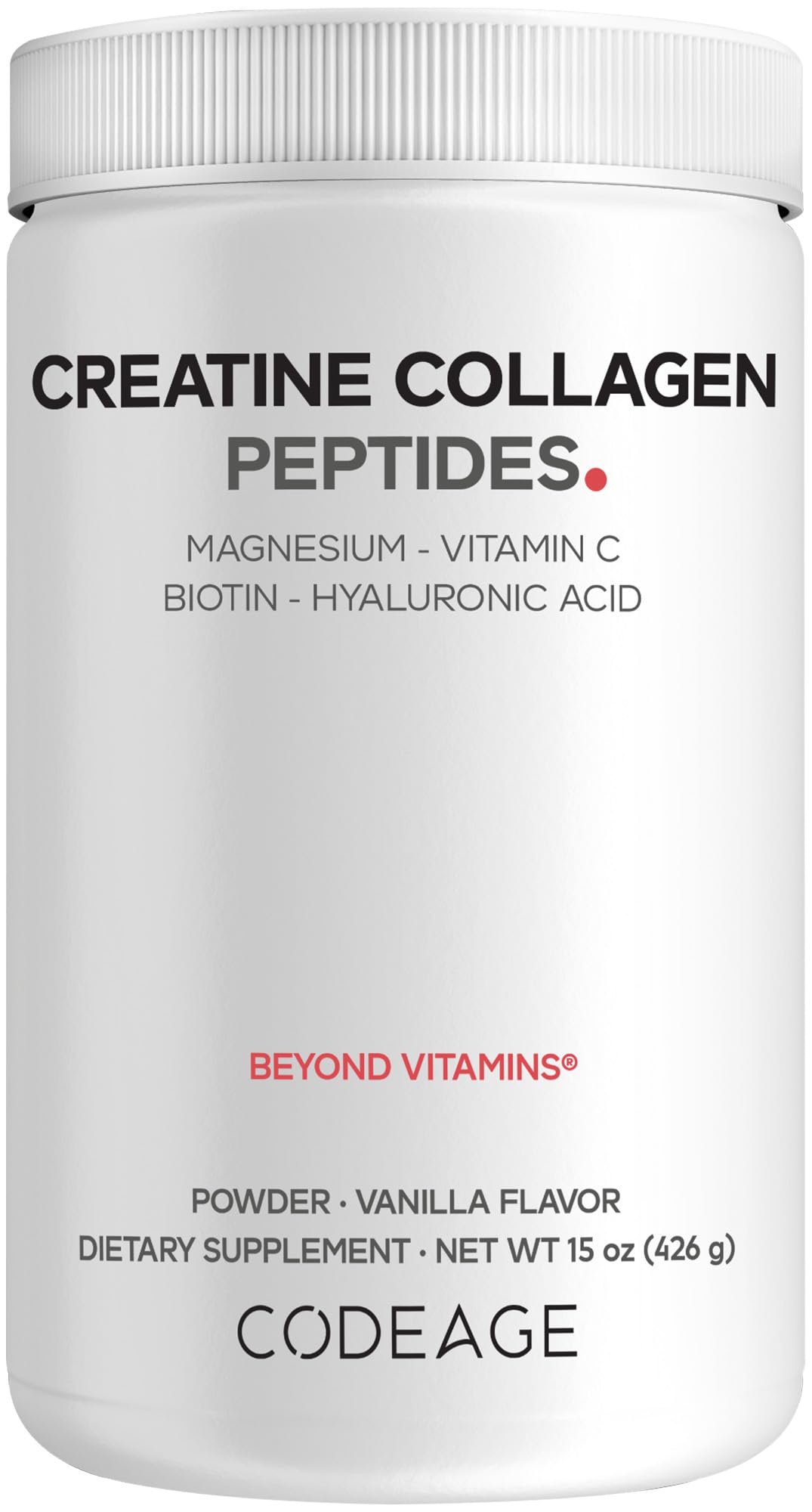 Codeage Creatine Collagen Peptides - Creatine Monohydrate Powder Supplement, Wild-Caught Marine Collagen, Biotin, Magnesium, Vitamin C, Hyaluronic Acid - Vanilla Flavored - Non-GMO - 15 Oz Codeage uk supplements
